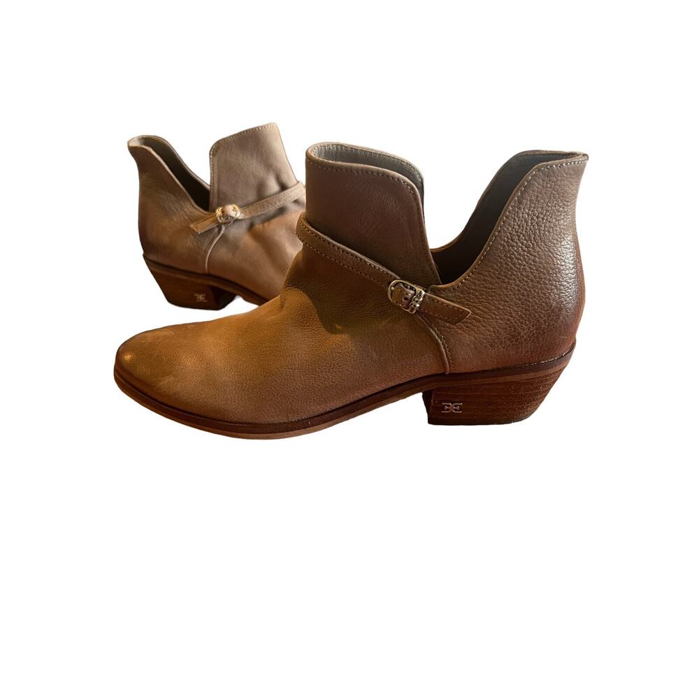 NWOB - Sam Edelman Leather Ankle Boots Booties Cutout V Palmer - Grey - Sz 6.5 M